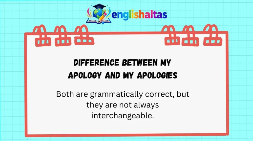 Difference Between My Apology and My Apologies